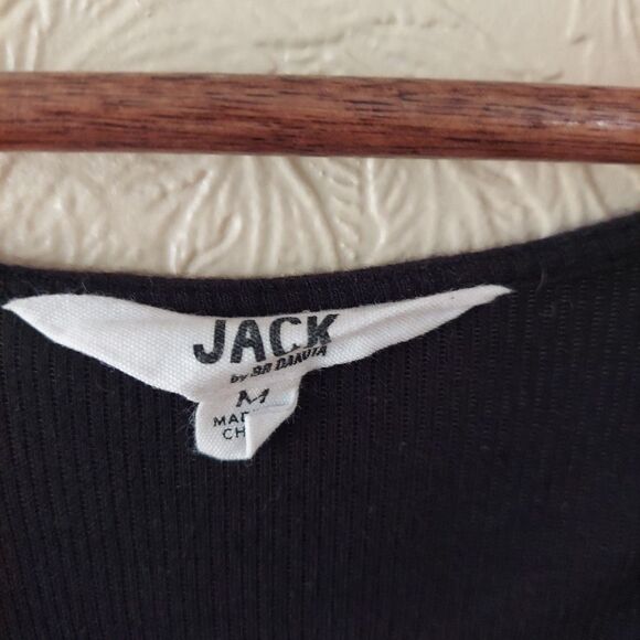 Jack By BB Dakota Black Ribbed Knit Bell Sleeve Crop Top Sz Medium - Picture 4 of 10